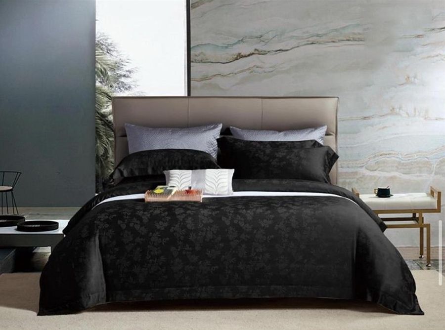 Bedcover Gladiolus Black Jacquard Tencel