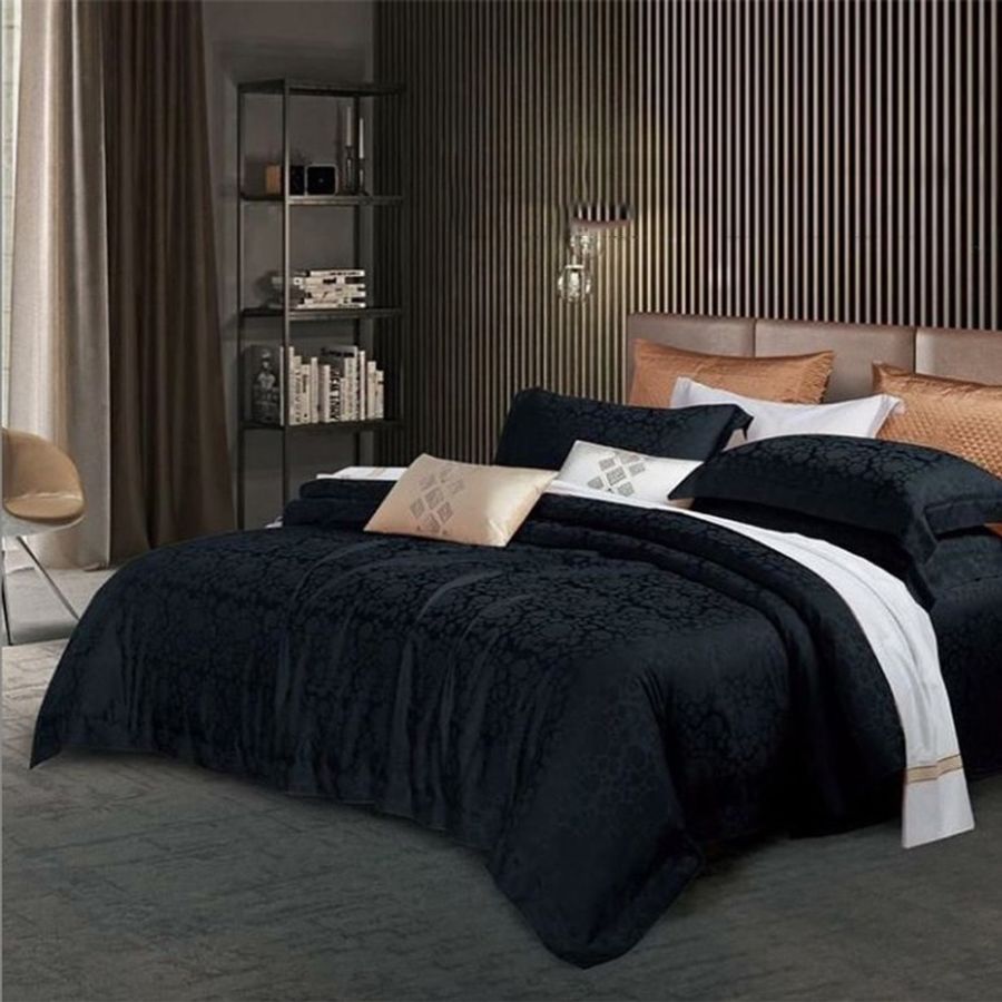 Bedcover Rhods Black Jacquard Tencel