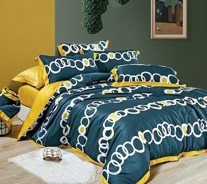 sprei blue chailn tencel