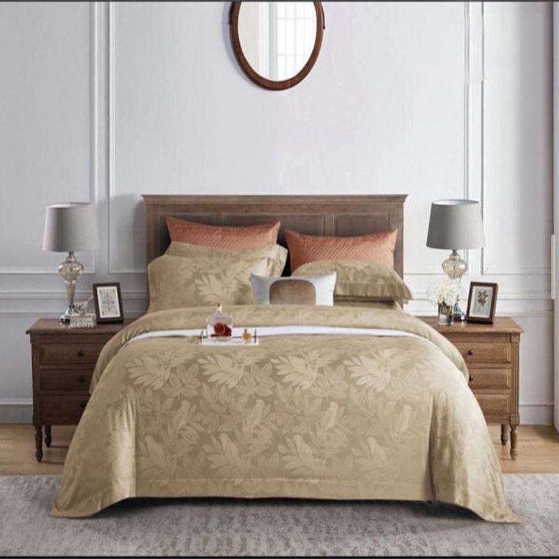sprei dan bedcover lantana peanut jacquard tencel anti alergi