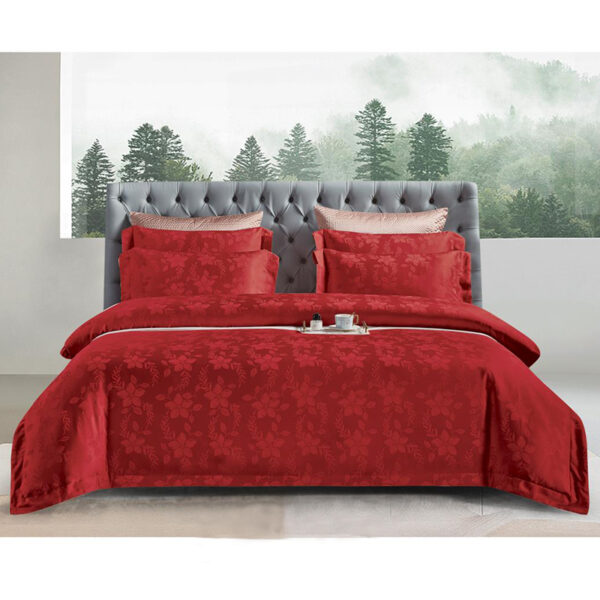 Sleep Buddy Set Sprei dan Bed Cover Red Shuri Jacquard Tencel